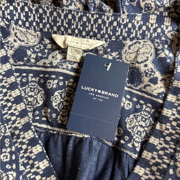 LUCKY BRAND Navy Bandana Print Knit Top L - Picture 10 of 12